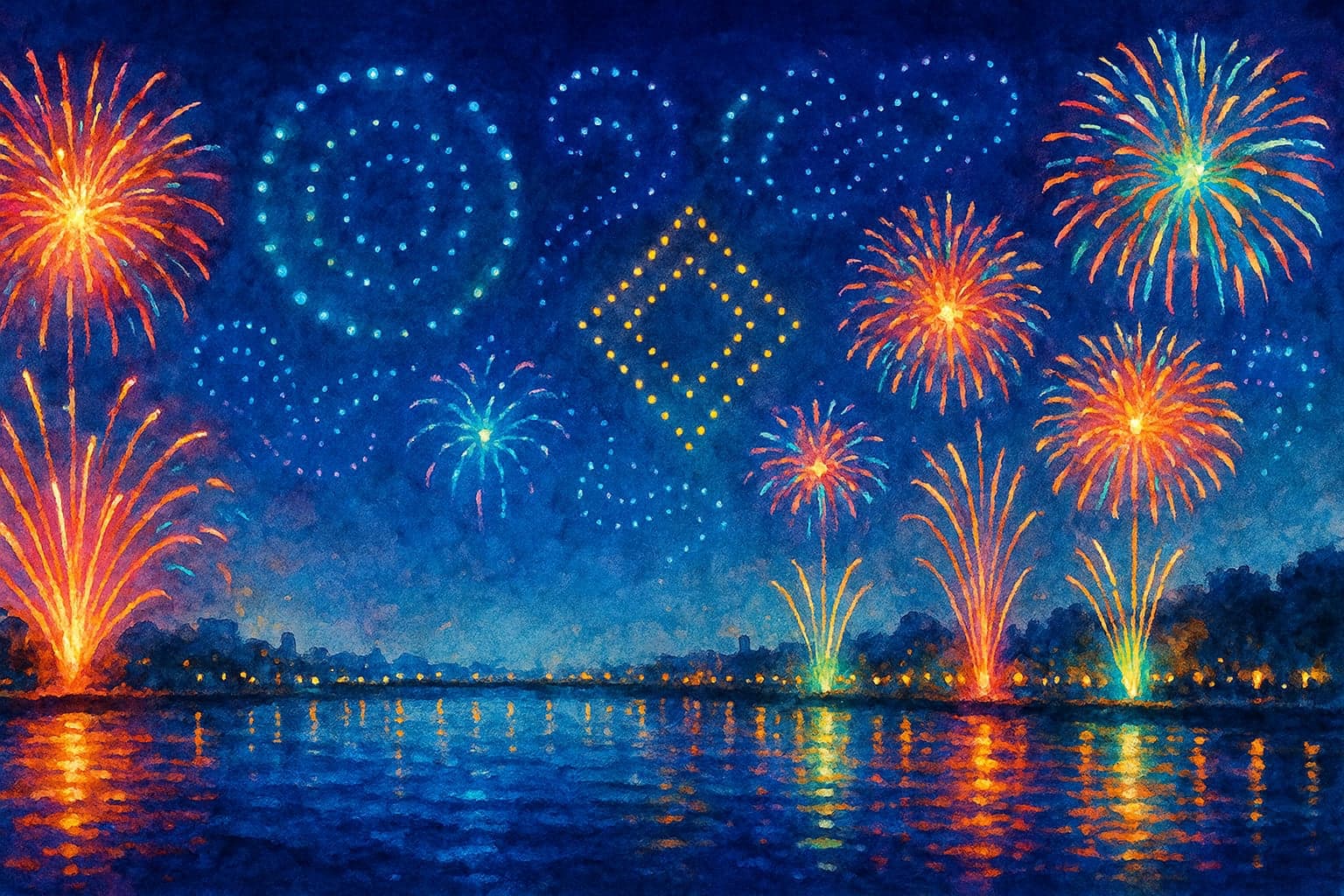 花火×ドローンショーが見られる大会9選【2026年】光と花火の最新演出