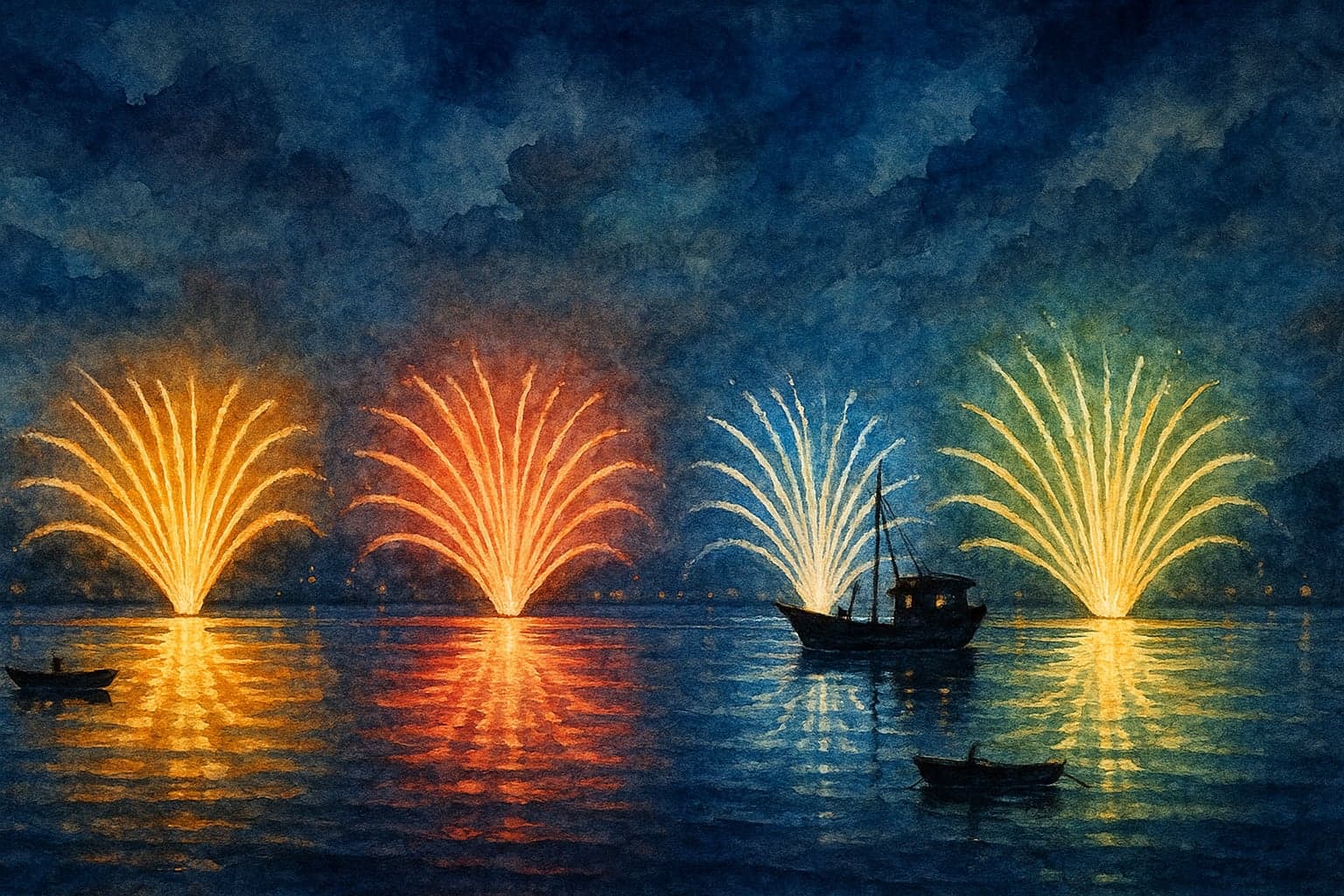 水中花火が名物の花火大会12選【2026年】水面に半円が咲く幻想の演出